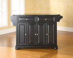 Crosley Furniture Alexandria Granite Top Rolling Kitchen Island Storage Cart, Microwave Stand, Spice Rack, Black