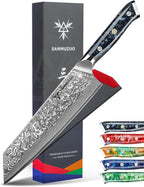 8.5 inch Kiritsuke Kitchen Chef Knife - 67 Layers Damascus Steel & Resin Handle - Xuan Series(Starry Black)