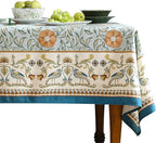 patdrea Designer French Linen Blue Tablecloth for Rectangle Table,Vintage Floral Table Cloth,Colorful Decoration Fall Cover Kitchen Dining for Thanksgiving,Tea Party,Christmas,55"x71"-Wensel