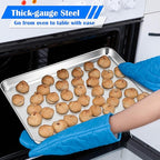 E-far Large Baking Sheets Set of 3, 20”x14” Stainless Steel Cookie Sheet Pans for Oven, Non Toxic Big Metal Baking Tray for Cake Cookies, Healthy & Rust Free, Mirror Finish & Dishwasher Safe
