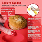 12 Cup Regular Silicone Cupcake Pan - Non Stick, Thickened