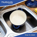 Cast Iron Pot with Lid – Non-Stick Ovenproof Enamelled Casserole Pot, Oven Safe up to 500° F – Sturdy Dutch Oven Cookware – Dark Blue, 5-Quart, 24cm – by Nuovva