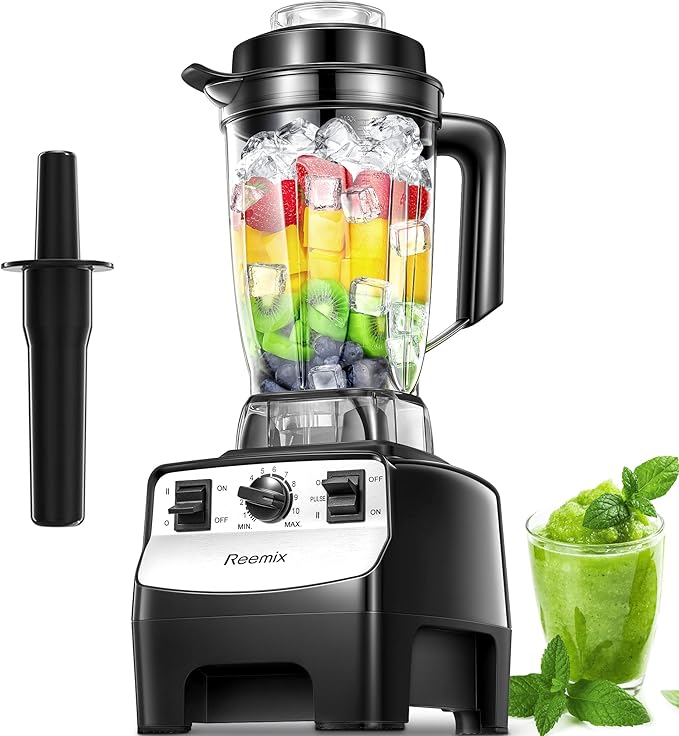 Reemix Counter Blender Smoothie Maker, 1450W Professional High Speed Blenders for Kitchen, 10 Speed Control, 68 oz BPA-Free Tritan Container, 8 Titanium Stainless Steel Blade for Ice/Soup/Nuts