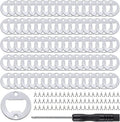 moonoom 80Set DIY Bottle Opener Insert Kits, 80 Rustproof Metal Bottle Opener Inserts + 160 Screws + Screwdriver, Silver 80