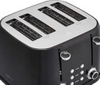 Amazon Basics 4 Slice Toaster, 6 Browning Settings, Removable Crumb Tray, Bagel and Defrost Function, Cancel Button, 1600W, Black