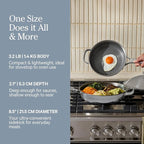 Our Place Titanium Mini Always Pan Pro - 8.5” (1.48 Qt) No-Coating Nonstick Skillet | Tri-Ply Titanium & Stainless Steel | Safe for Oven, Induction & Cooktops up to 1000°F | Includes Spatula | Chrome