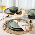 AmorArc Stoneware Dinnerware Sets,Round Reactive Glaze Plates and Bowls Set,Highly Chip and Crack Resistant | Dishwasher & Microwave Safe Dishes Set,Service for 4 (12pc)