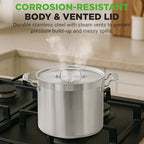 NutriChef 12-Quart Stainless Steel Stockpot with Stainless Steel Lid - 18/8 Food Grade Heavy Duty Large Stock Pot for Stew & Soup, Works w/Induction