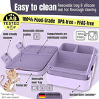 BEARFOOT Kids Lunch Box with Compartments – Compact & Lightweight | Leak-Proof, BPA-Free, Dishwasher & Microwave Safe | Hand-Drawn Design for Preschool, School, Travel (Unicorn Purple, 2.75 Cups)