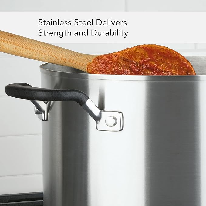 KitchenAid 71022 Stainless Steel Stockpot with Measuring Marks and Lid, 8 Quart - Brushed Stainless Steel