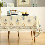 ISAENNE Designer French Pale Yellow Extra Long Rectangle Table Cloth,Linen Floral Tablecloth,Wrinkle Resistant Decor Tablecloths for Dining Thanksgiving Banquet Kitchen Party,67"*118"-Estevan A