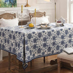 patdrea Designer Vintage Blue Long Rectangle Tablecloth,Linen Anti-Wrinkle Paisley Pattern Farmhouse Table Cloth,Decor Table Cover for Kitchen Dining,Christmas,Thanksgiving,63"x94"-Lantang a