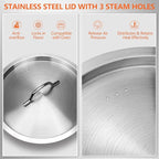 Large Stock Pot with Lid - 40 Quart Stainless Steel Cookware, 10 Gallon Heavy Duty Soup Pot, Big Pots for Cooking, Compatible Induction & Oven