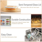 Urban Green Glass Food Container Set with Silicone Glass Lid, 3 Pack, Square Shape, Airtight, LeakProof, 100% Plastic Free, Meal Prep Food Storage Containers
