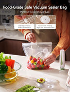 HiCOZY Vacuum Sealer for Food with Visible Water Tank, Powerful Compact Handheld Vacuum Sealer Machine with LED Battery Display, 30 BPA-Free and Reusable Bags, Green