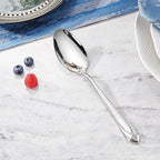 KEAWELL Premium Astra 4-Piece 9 inch Spoon Set – Mirror-Finished 18/10 Stainless Steel with Diamond-Faceted Handles Dishwasher Safe for Modern Dining (4, Serving Spoons and Slotted Spoons)