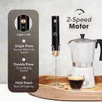 Zulay Kitchen Lux Rechargeable Milk Frother Handheld, 4 Included Whisks - Powerful 2-Speed Motor, Fully Waterproof, 2000mAh Battery - Drink Mixer For Latte, Cappuccino, Matcha, Protein Powder
