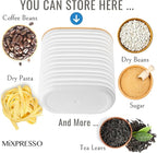 Mixpresso White Canisters Sets for the Kitchen – 3-Piece Airtight Plastic Sugar Container Set with Bamboo Lids in Three Different Sizes – Decorative Modern Storage Jars for Coffee, Tea & Countertops