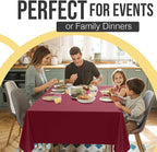 Exquisite 66% Thicker Premium Plastic Table Cloth Rectangle Table Cover 0.5 Mil 6 Pack Burgundy Table Cloth 54 Inch x 108 Inch Disposable Tablecloth Won't Tear Easily Like Cheap Thin Brands