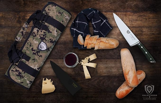 Dalstrong Chef Knife - 8 inch Blade - Gladiator Series - Forged High Carbon German Steel - Razor Sharp Kitchen Knife - Professional Full Tang Knives - Army Green Handle ABS - Sheath - NSF Certified