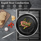 Innerwell Nonstick Frying Pans 8 Inch Hybrid Tri-Ply Stainless Steel Frying Pan Skillet Titanium Ceramic Nonstick Cooking Pan,PFAS/PFOA/PTFE Free,Compatible with All Cooktops