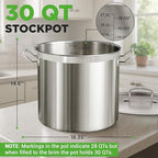 Nutrichef Stainless Steel Cookware Stockpot, 30 Quart Heavy Duty Induction Soup Pot With Stainless Steel Lid And Strong Riveted Handles, Even Heat Distribution, Compatible With Most Cooktops