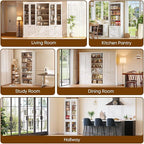 70.8" Tall Farmhouse Kitchen Pantry Cabinet with Doors, Modular Storage Cabinet with 4-Tier Adjustable Shelves, White, Wooden Hutch for Kitchen, Living Room, Set of 4