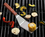 New Star Foodservice 36299 Wood Handle Heavy Duty Hamburger Turner/Spatula with Cutting Edge, 11.5"
