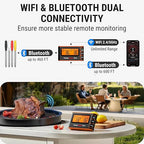 ThermoPro TempSpike Wireless Meat Thermometer Bluetooth,WiFi Unlimited Range, Detachable Thiner Meat Probe with1050°F Heat Resistance, Cooking Food Thermometer for Grilling BBQ Smoker, Orange