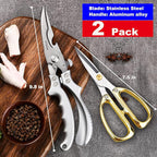 Stainless Steel Heavy Duty Kitchen Scissors - 2 Pack Multipurpose Food Scissors, Poultry & Meat Shears