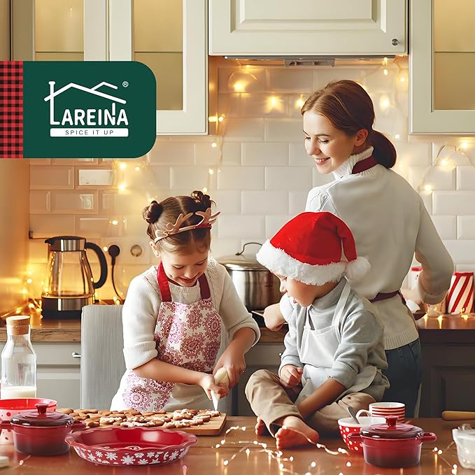 Lareina Ceramic 9 Inch Deep Dish Pie Pans, Set of 2, Grey, Non-Stick, Oven & Dishwasher Safe, Ideal for Baking Pies, Quiches, Cakes