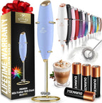 Zulay Kitchen Powerful Milk Frother Wand With 4 AA Duracell Batteries - Ultra Fast Handheld Drink Mixer - Electric Whisk Foam Maker for Coffee, Lattes, Cappuccino, Matcha, Hot Chocolate & Creamer