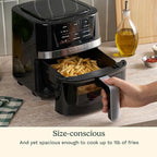 Cuisinart Air Fryer, 2.6-Quart Compact Basket Fryer with 3 Cooking Functions to Air Fry, Roast, and Bake, 3 Airfryer Presets, Dishwasher-Safe Parts, AIR-80, Stainless Steel & Black