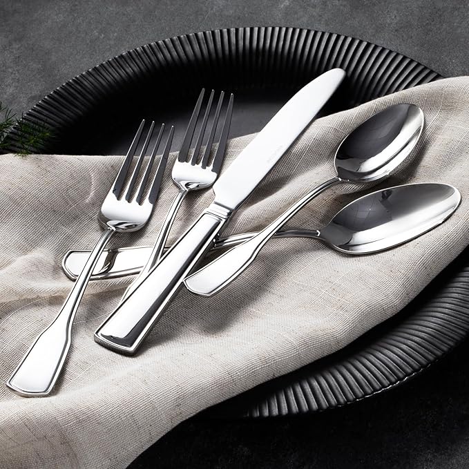 KINGSTONE 20-Piece Silverware Set, 18/10 Stainless Steel Flatware Set for 4, Tableware Cutlery Set, Utensil Sets for Home Restaurant, Mirror Finish, Dishwasher Safe