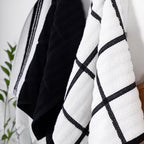All-Clad Solid & Coordinate Kitchen Towels: Highly Absorbent, Super Soft Long Lasting 100% Cotton, 17" x 30" Tea Towels for Cleaning & Drying Dishes, Pans, Glassware, Countertops, 4-Pack, Black