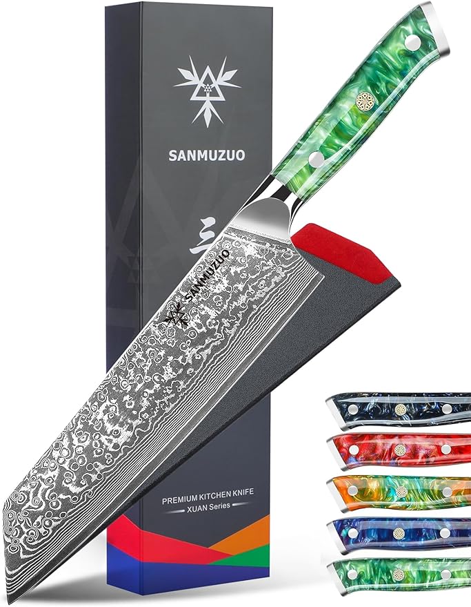 8.5 inch Kiritsuke Kitchen Chef Knife - 67 Layers Damascus Steel & Resin Handle - Xuan Series(Jade Green)