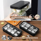 PHINOX Large Ice Cube Tray with Lid and Bin, Ice Trays for Freezer, 2 INCH Whiskey Ice Cubes Mold, 2*8 pcs Square Ice Cube Mold with Tong, Easy to Release, Large Ice Tray for Whiskey Cocktail Bourbon