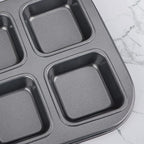 Beasea Square Brownie Pan, Nonstick 6 Cavity Muffin Pan Brownie Cake Pan Mini Cheesecake Cupcake Bakeware Carbon Steel Brownie Baking Tray Bakeware for Oven Baking