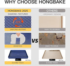 HONGBAKE Baking Sheet Pan Set, Cookie Sheets for Oven, Nonstick Half/Quarter/Jelly Roll Pans with Diamond Texture Pattern, Heavy Duty Cookie Tray, Dark Blue