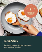 Caraway Ceramic Fry Pan Duo with Glass Lids - Non-Stick Frying Pans (10.5” & 8”) - Non Toxic, PTFE & PFOA Free - Oven Safe & Compatible with All Stovetops – Black