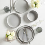 Stone Lain Haven Modern Stoneware 4 Piece Pasta Bowls Sets, Dish Set for 4, Reactive Glaze Grey