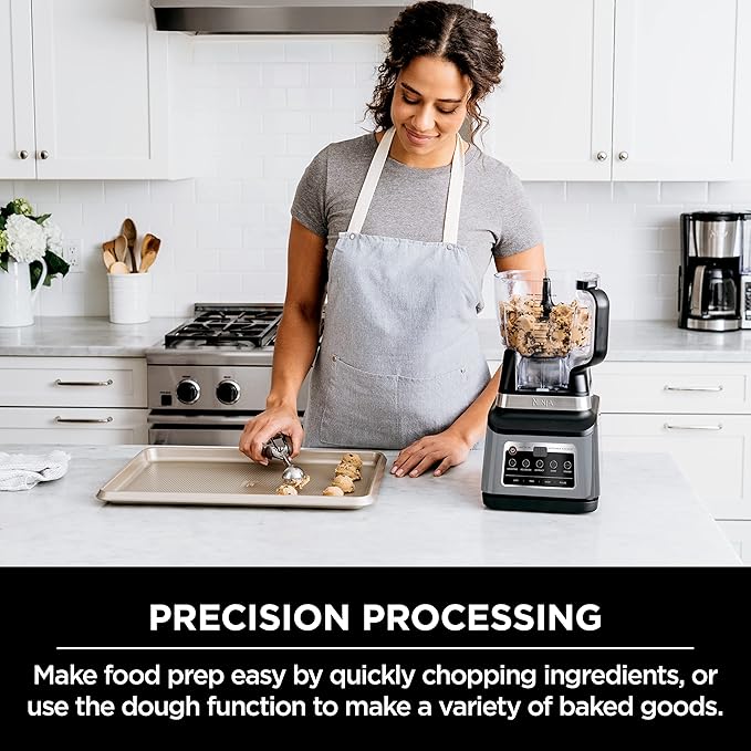 Ninja BN801 Professional Plus Kitchen System, 1400 WP, 5 Functions for Smoothies, Chopping, Dough & More with Auto IQ, 72-oz.* Blender Pitcher, 64-oz. Processor Bowl, (2) 24-oz. To-Go Cups, Grey