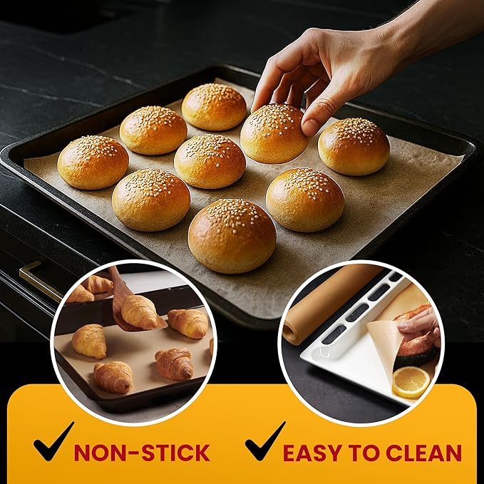 260 Sq.Ft Unbleached Parchment Paper for Baking – Roll with Cutter, Heavy Duty Non-Stick Brown Parchment for Baking, Cooking, Grilling, Steaming and Air Fryer, 15in x 210ft by Baker’s Signature