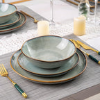 AmorArc Ceramic Dinnerware Sets,Handmade Reactive Glaze Stoneware Plates and Bowls Sets,Highly Scratch Resistant | Dishwasher & Microwave Safe Dishes Set,Service for 6 (18pc)