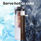 Cold Brew Coffee Maker - Large Glass Infusion Pitcher 1.6 Quarts 52oz - Iced Coffee & Iced Tea Pitcher with Stainless Steel Lid & Fruit Infusion Tube - Perfect for Home or Office