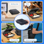 YANGRUI Disposable Containers 7.8" 30 oz 65 Pack - Shrink Wrap BPA Free Mineral Filled PP Plastic Food Container | 3 Compartment Freezer & Microwave Safe | Black Heavy Duty Clamshell Takeout Boxes