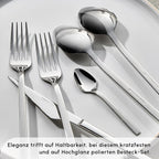 Karaca Boreas 84-Piece Kitchen Silverware Sets, Stainless Steel Cutlery Set for 12 People, Durable, Elegant, Dishwasher Safe, Includes Table & Dessert Spoons, Forks & Knives