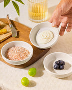 famiware Pluto Soy Sauce Dishes of 6, 3 oz Dipping Sauce Cups/Bowls/Dishes for Kitchen, Ceramic Small Bowls for Side Dish, Appetizers, Snacks, and Sushi, Reactive Glaze, Matte White