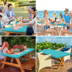 homing Rectangle Table Cloth Cover, Waterproof Polyester Elastic Fitted Tablecloth, Fits for 6 Foot Folding Tables, Washable Table Protector for Picnic, Camping, Outdoor (Turquoise, 30" x 72")