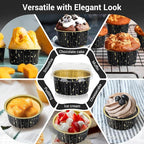 EUSOAR Aluminum Foil Baking Ramekins, 100pcs 5oz 125ml Muffin Liners with Lids, Silver, Both Disposable and Reusable, Perfect for Parties, Holidays, Celebrations